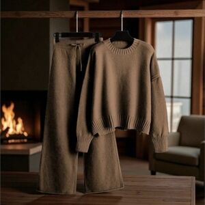 Nwt. Cozy Brown Knit Sweater and Lounge Pant Set